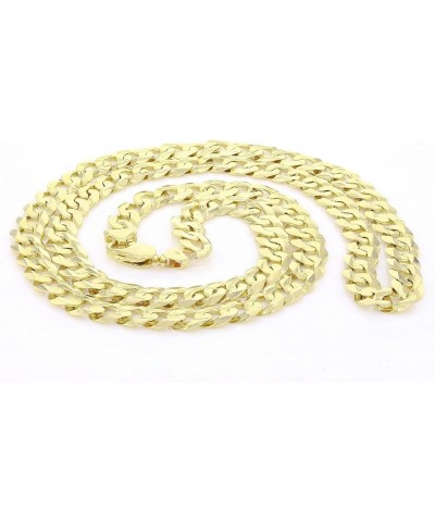 9mm Solid 14k Gold Cuban Link Chain - 9mm Heavy Solid Golden Chain Flat Curb Link Necklace - Mens Jewelry Made with Hypoaller...