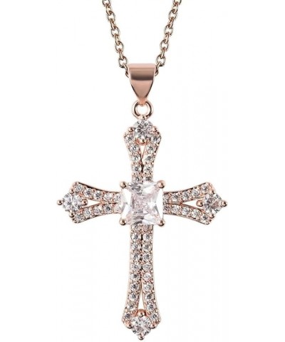 Shop LC Cross Necklace for Women White Cubic Zirconia Pendant Christian Jewelry Faith Religious Stainless Steel Size 20" Cath...