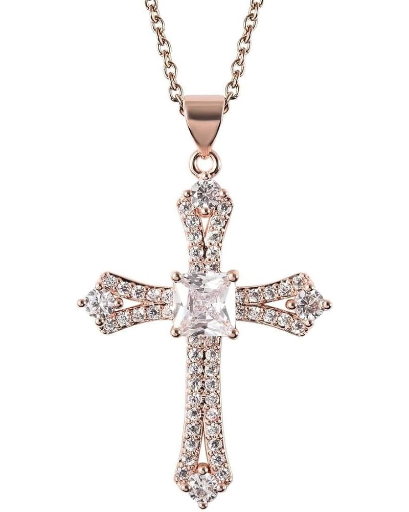 Shop LC Cross Necklace for Women White Cubic Zirconia Pendant Christian Jewelry Faith Religious Stainless Steel Size 20" Cath...