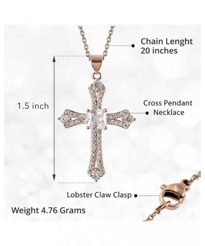 Shop LC Cross Necklace for Women White Cubic Zirconia Pendant Christian Jewelry Faith Religious Stainless Steel Size 20" Cath...