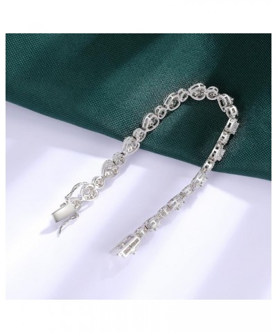 18K White Gold Heart Tennis Bracelet for Women Heart Cubic Zirconias, Size 6-8 inches Heart & Round - 7 inch $13.43 Bracelets