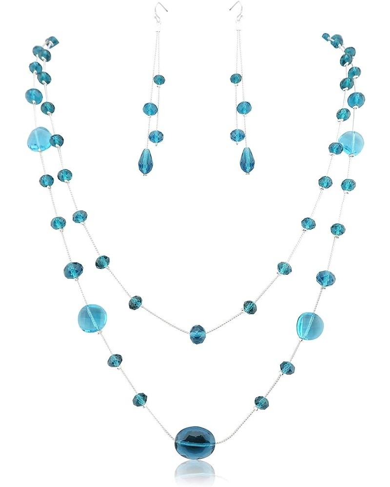 Long Fashion Handmade Scatter Beaded Chain Necklace Lack Blue $10.43 Necklaces