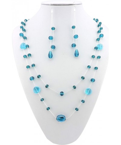 Long Fashion Handmade Scatter Beaded Chain Necklace Lack Blue $10.43 Necklaces