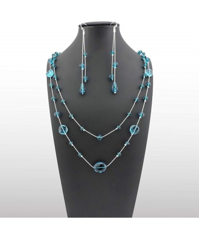 Long Fashion Handmade Scatter Beaded Chain Necklace Lack Blue $10.43 Necklaces