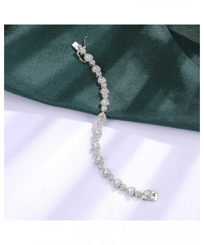 18K White Gold Heart Tennis Bracelet for Women Heart Cubic Zirconias, Size 6-8 inches Heart & Round - 7 inch $13.43 Bracelets