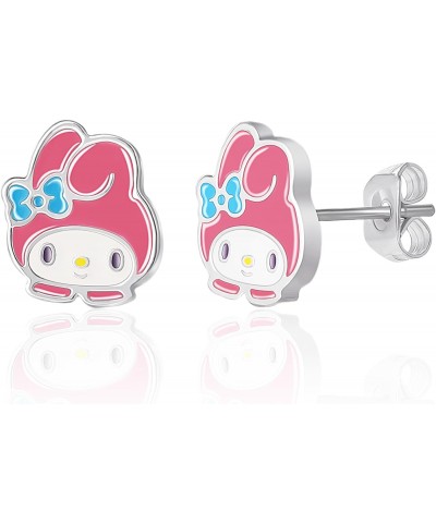 Sanrio Womens and Friends My Melody Stud Earrings - Silver Plated and Enamel My Melody Earrings Official License $12.00 Earrings