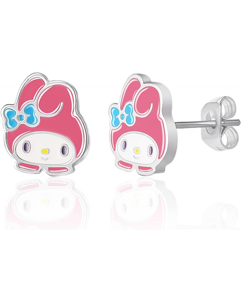 Sanrio Womens and Friends My Melody Stud Earrings - Silver Plated and Enamel My Melody Earrings Official License $12.00 Earrings