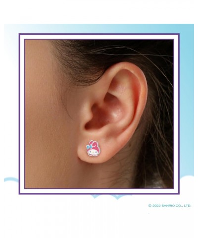 Sanrio Womens and Friends My Melody Stud Earrings - Silver Plated and Enamel My Melody Earrings Official License $12.00 Earrings