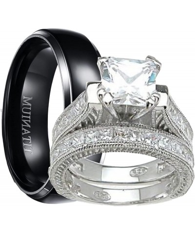 His and Hers Wedding Ring Set Matching Trio Wedding Bands for Him Her His 12 Her 11 $38.00 Sets