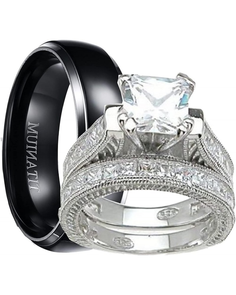 His and Hers Wedding Ring Set Matching Trio Wedding Bands for Him Her His 12 Her 11 $38.00 Sets