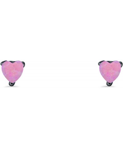 7mm Heart Solitaire Stud Earrings 925 Sterling Silver Created Opal Black Tone, Lab Pink Opal $11.34 Earrings