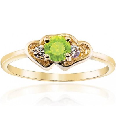 Elegant 10k Yellow Gold Personalized Birthstone Cubic Zirconia Double Heart Ring August Birthstone $49.45 Rings