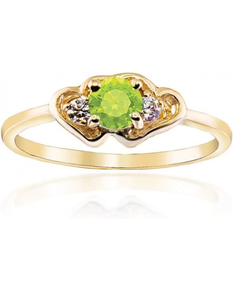 Elegant 10k Yellow Gold Personalized Birthstone Cubic Zirconia Double Heart Ring August Birthstone $49.45 Rings