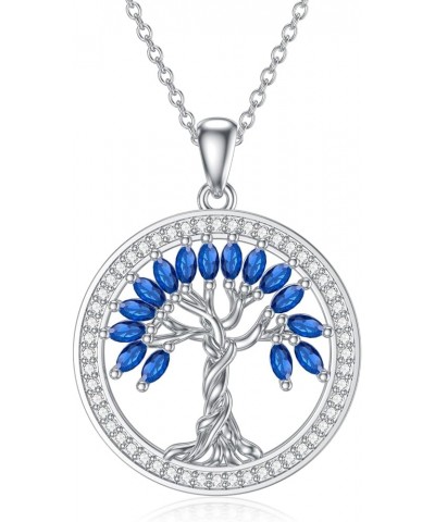 Tree of Life Necklace Birthstones S925 Sterling Silver pendant for Women Wife Mom Birthday Gifts for Her September $27.00 Nec...