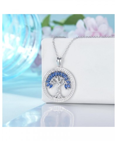 Tree of Life Necklace Birthstones S925 Sterling Silver pendant for Women Wife Mom Birthday Gifts for Her September $27.00 Nec...