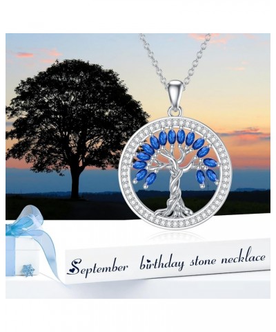 Tree of Life Necklace Birthstones S925 Sterling Silver pendant for Women Wife Mom Birthday Gifts for Her September $27.00 Nec...