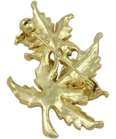 Gold and Burgundy Enamel Pair of Maple Leaves Brooch Pin $10.97 Brooches & Pins