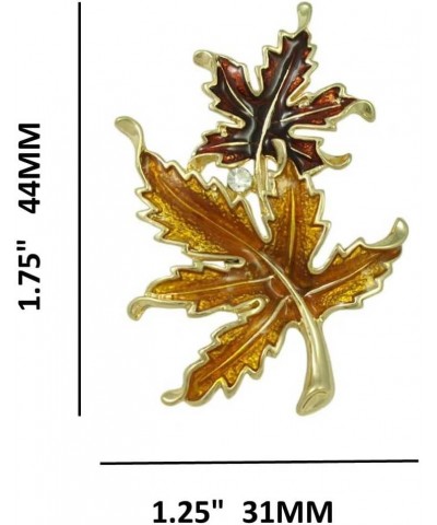 Gold and Burgundy Enamel Pair of Maple Leaves Brooch Pin $10.97 Brooches & Pins