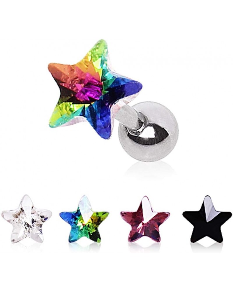 316L Surgical Steel Star Prism Cartilage Earring Clear $8.83 Earrings