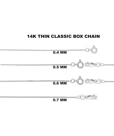 Solid 14K White Gold Box Chain Necklace, 16" 18" 20" 24" Inch, 0.4mm 0.5mm 0.6mm, 0.7mm, Delicate Dainty Gold Chain, For Wome...