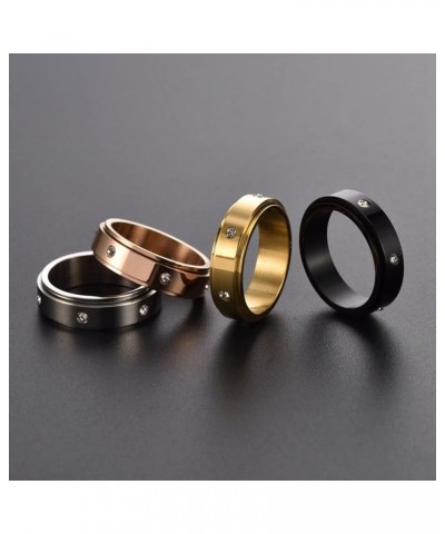 Women Men Stainless Steel Love Rings CZ Crystal Spinner Anxiety Fidget Rings Stress Relieving Wedding Band Wedding Band Gold ...