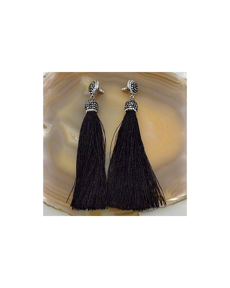 Crystal Silk Tassel Rhinestone Cap Fringe Dangle Stud Earrings or Pendant Accessories (Dangle Earrings (Style 1), 24 Champagn...