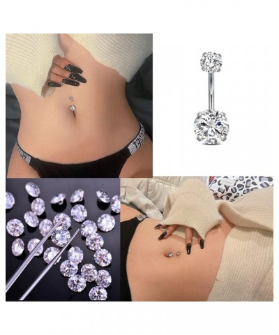 Belly Button Rings Surgical Steel for Women Girls Navel Belly Rings Piercing Ring Jewelry Pack Kit 14G Style 1-5pcs silver-10...