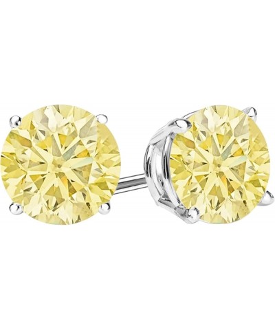 1/2-10 Carat Total Weight Yellow Diamond Stud Earrings 4 Prong Push Back Platinum 1.0 carats $1.00 Earrings