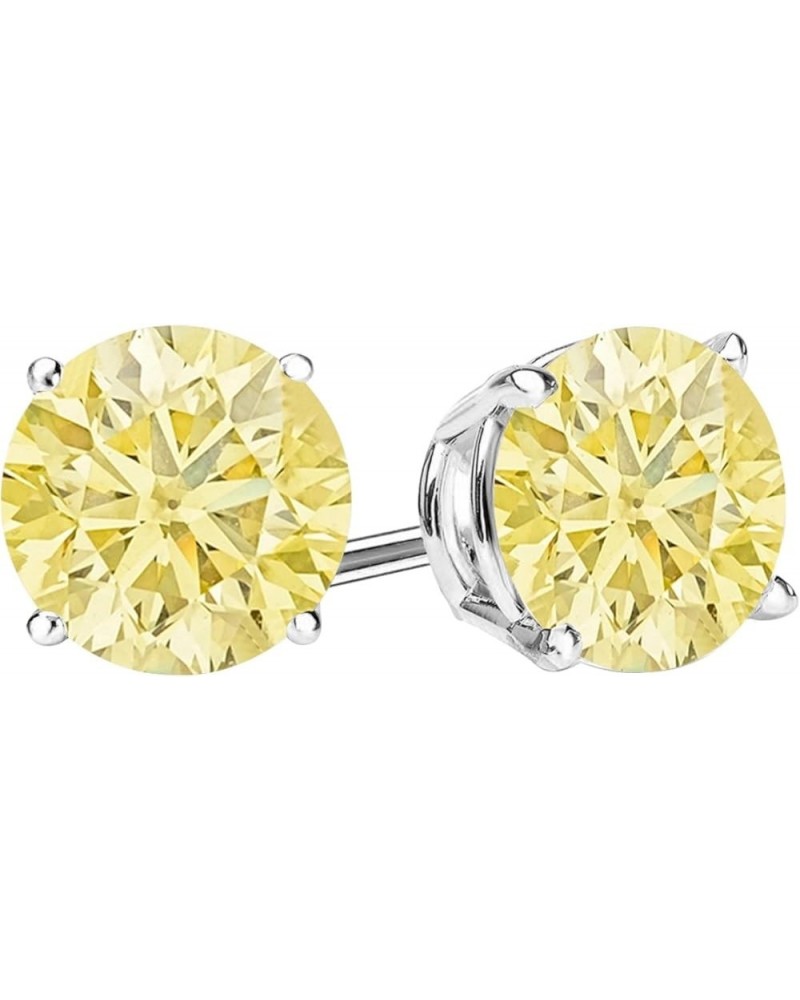 1/2-10 Carat Total Weight Yellow Diamond Stud Earrings 4 Prong Push Back Platinum 1.0 carats $1.00 Earrings