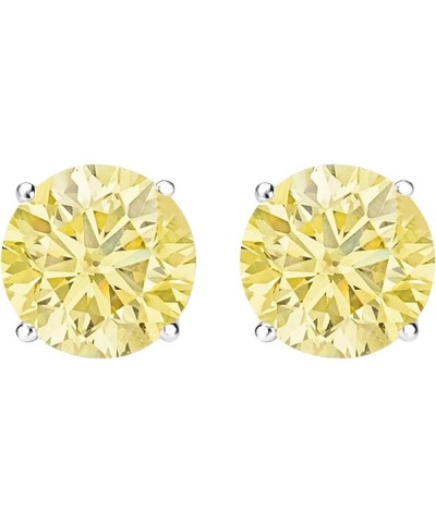 1/2-10 Carat Total Weight Yellow Diamond Stud Earrings 4 Prong Push Back Platinum 1.0 carats $1.00 Earrings