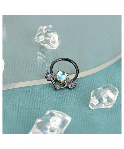 Stainless Steel 16G Evil Angel Hinged Segment Ring Pearl Amethyst Opalite Bullet Dangle Septum Clicker Nose Hoop Evil 10mm $8...