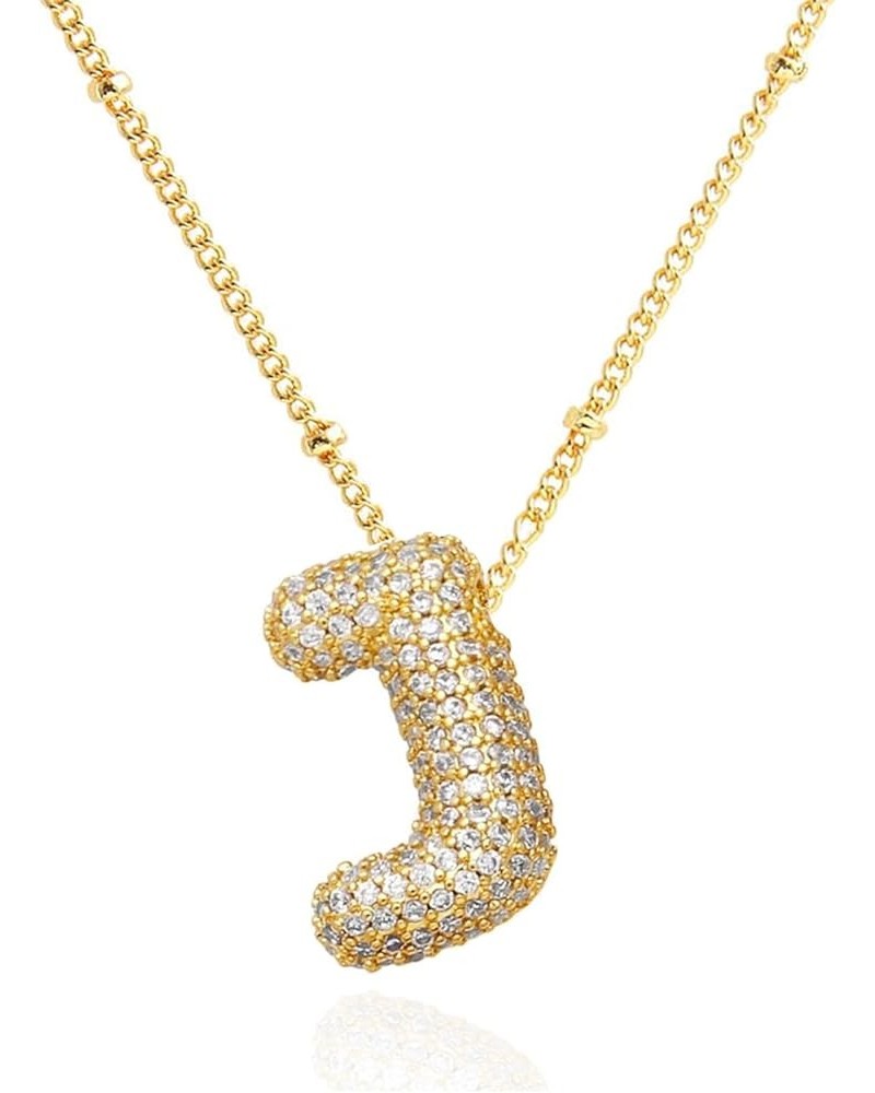 Bubble Letter Necklace Gold for Women, Charm Balloon Initial Cubic Zirconia Alphabet 18K Pendant Necklaces for Teen Girls Val...