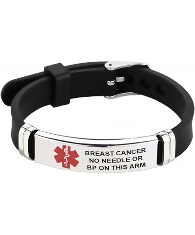 Red Medical Alert ID Bracelet for Women Men's Emergency First Aid Health Alert Laser Engraved Satinless Steel Adjustable Sili...