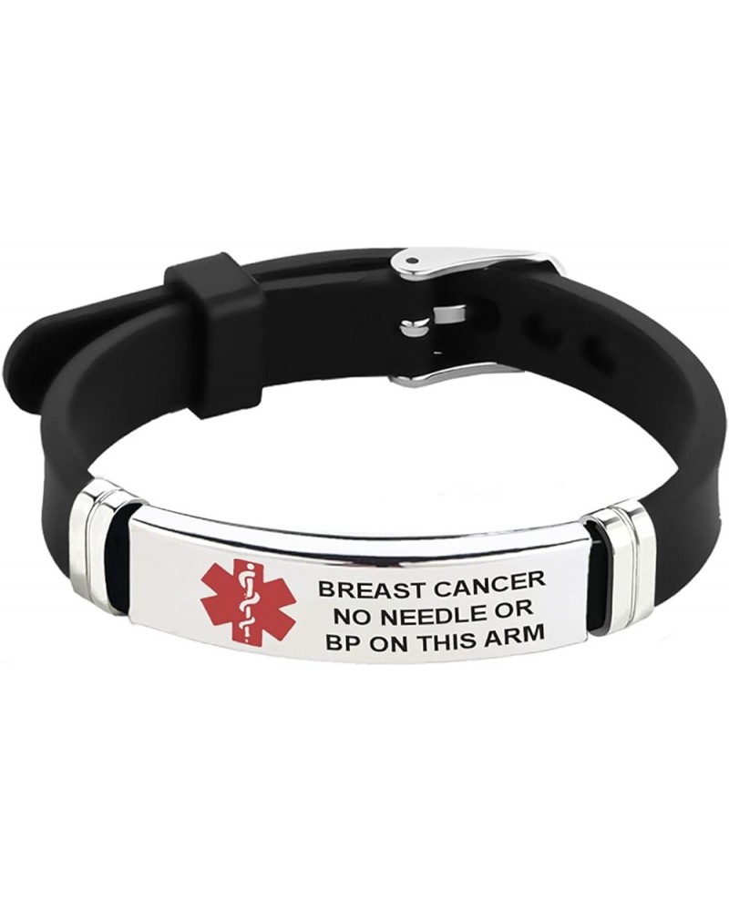 Red Medical Alert ID Bracelet for Women Men's Emergency First Aid Health Alert Laser Engraved Satinless Steel Adjustable Sili...