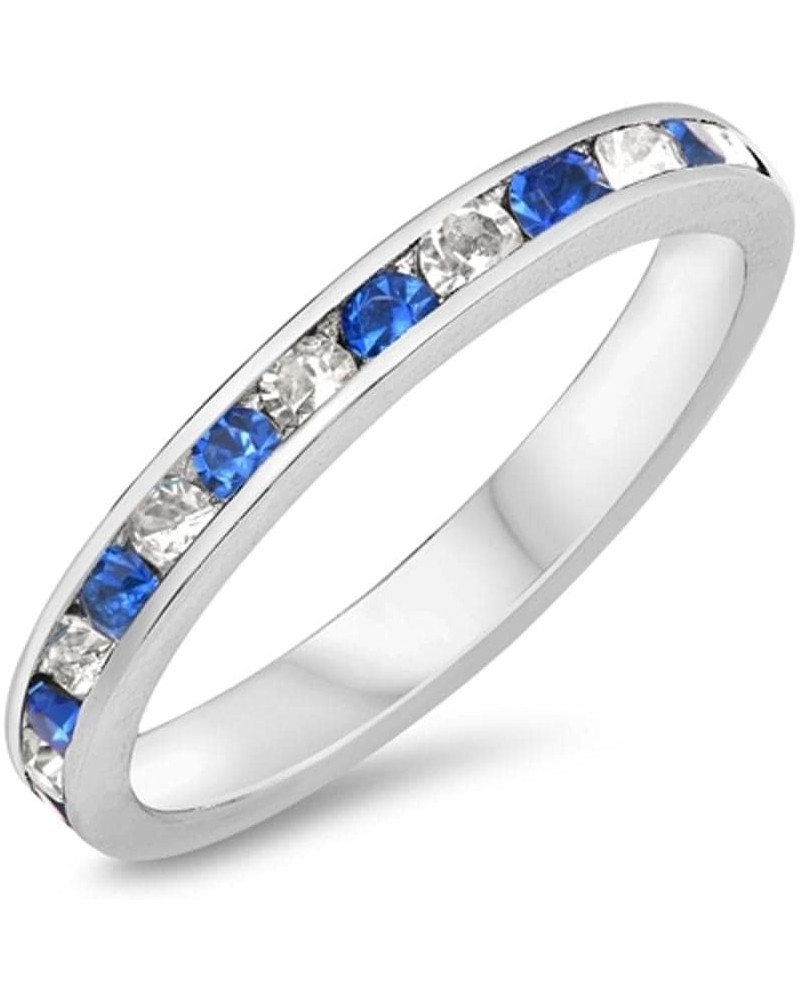 CHOOSE YOUR COLOR Sterling Silver Eternity Ring Blue White $14.09 Rings