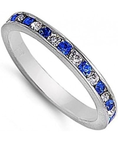 CHOOSE YOUR COLOR Sterling Silver Eternity Ring Blue White $14.09 Rings