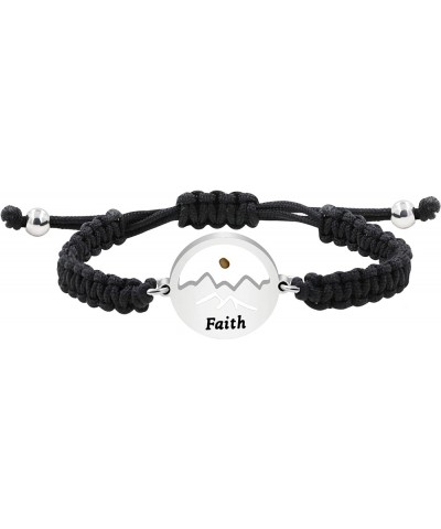 Adjustable Handmade Braided String Bracelet I Mustard Seed Bracelets Inspirational Christian Gift Faith Mountain-Black $8.54 ...