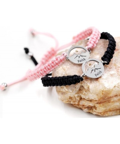 Adjustable Handmade Braided String Bracelet I Mustard Seed Bracelets Inspirational Christian Gift Faith Mountain-Black $8.54 ...