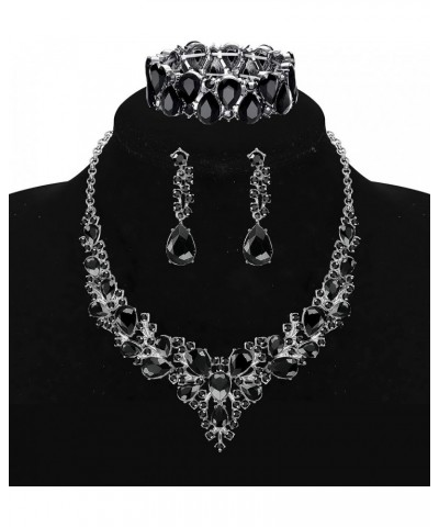 Wedding Jewelry Set for Women Silver Rhinestone Bridesmaid Costume Jewelry Sets Women Elegant Necklace Earring Set Sparkly Cr...