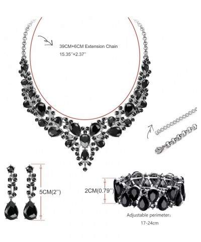 Wedding Jewelry Set for Women Silver Rhinestone Bridesmaid Costume Jewelry Sets Women Elegant Necklace Earring Set Sparkly Cr...