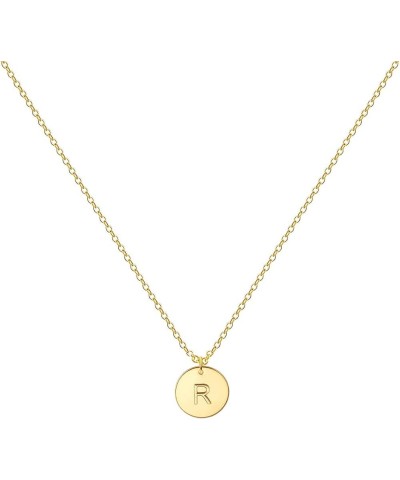 Gold Initial Necklace, 18K Gold Plated Stainless Steel Coin Engraved Heart Letter Necklace Name Necklace for Women Girls R $7...