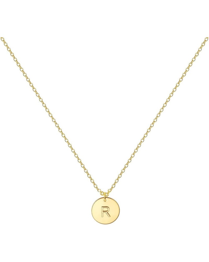 Gold Initial Necklace, 18K Gold Plated Stainless Steel Coin Engraved Heart Letter Necklace Name Necklace for Women Girls R $7...