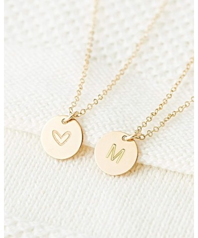 Gold Initial Necklace, 18K Gold Plated Stainless Steel Coin Engraved Heart Letter Necklace Name Necklace for Women Girls R $7...