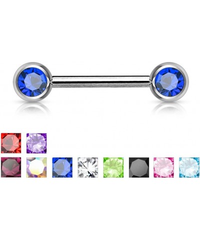 14G Pair Of Double Front Facing Gem 316L Surgical Steel Barbell/Nipple Bar L: 5/8" (16mm) Balls: 6mm Tanzanite $12.75 Body Je...