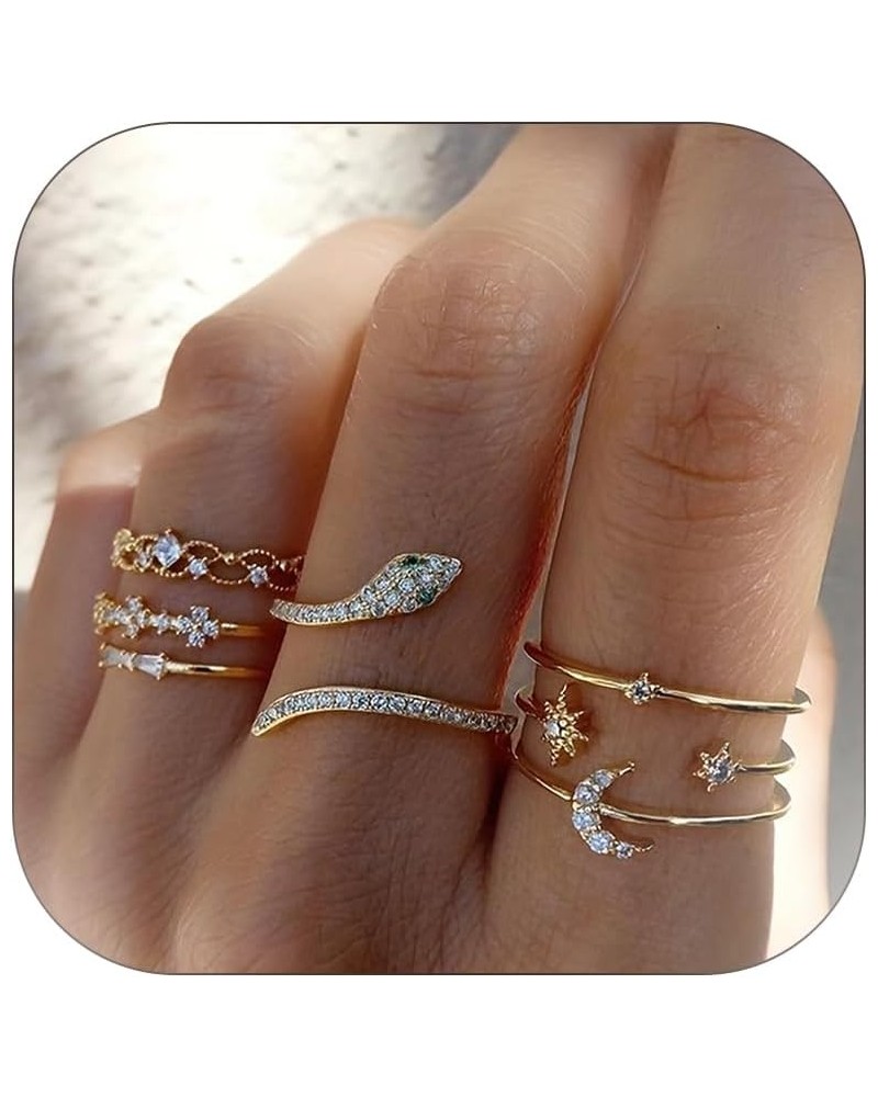 8 PCS Gold Rings for Women Gold Stacking Rings Set Dainty Stackable Boho Pearl Rings Midi Finger Rings Vintage Simple Trendy ...