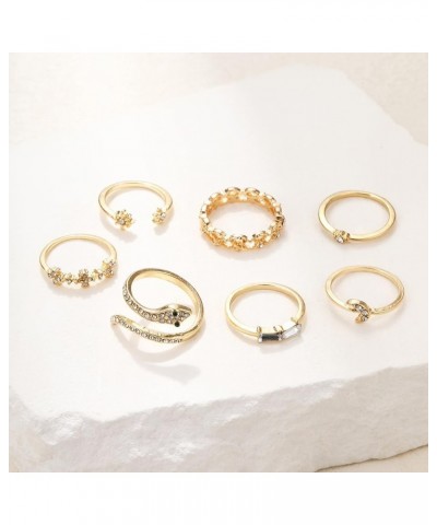 8 PCS Gold Rings for Women Gold Stacking Rings Set Dainty Stackable Boho Pearl Rings Midi Finger Rings Vintage Simple Trendy ...