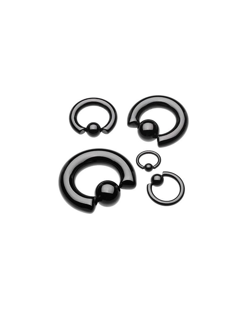 Basic Steel Captive Bead Ring 316L Surgical Steel (Sold Individually) 12g 14mm (6mm Ball) Black $8.95 Body Jewelry