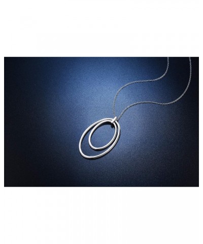 S925 Sterling Silver Long Circle Hoop Sweater Chain Pendant Necklace for Women Jewelry $16.50 Necklaces