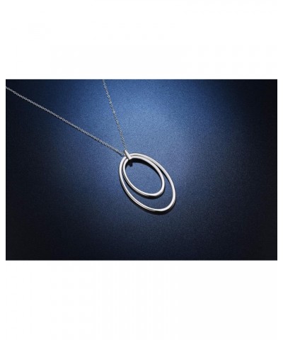 S925 Sterling Silver Long Circle Hoop Sweater Chain Pendant Necklace for Women Jewelry $16.50 Necklaces