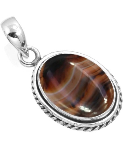 925 Sterling Silver Handmade Pendant for Women 12x16 Oval Gemstone Statement Jewelry for Gift (99548_P) Montana Agate $18.54 ...